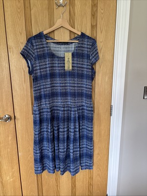 Peruvian Connection Mykonos blau weiß Kleid Damen Large neu Etikett Griechenland Midi