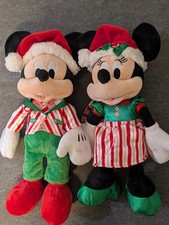 Disney Store 2023 Mickey And Minnie Mouse Holiday Cheer Christmas Plush