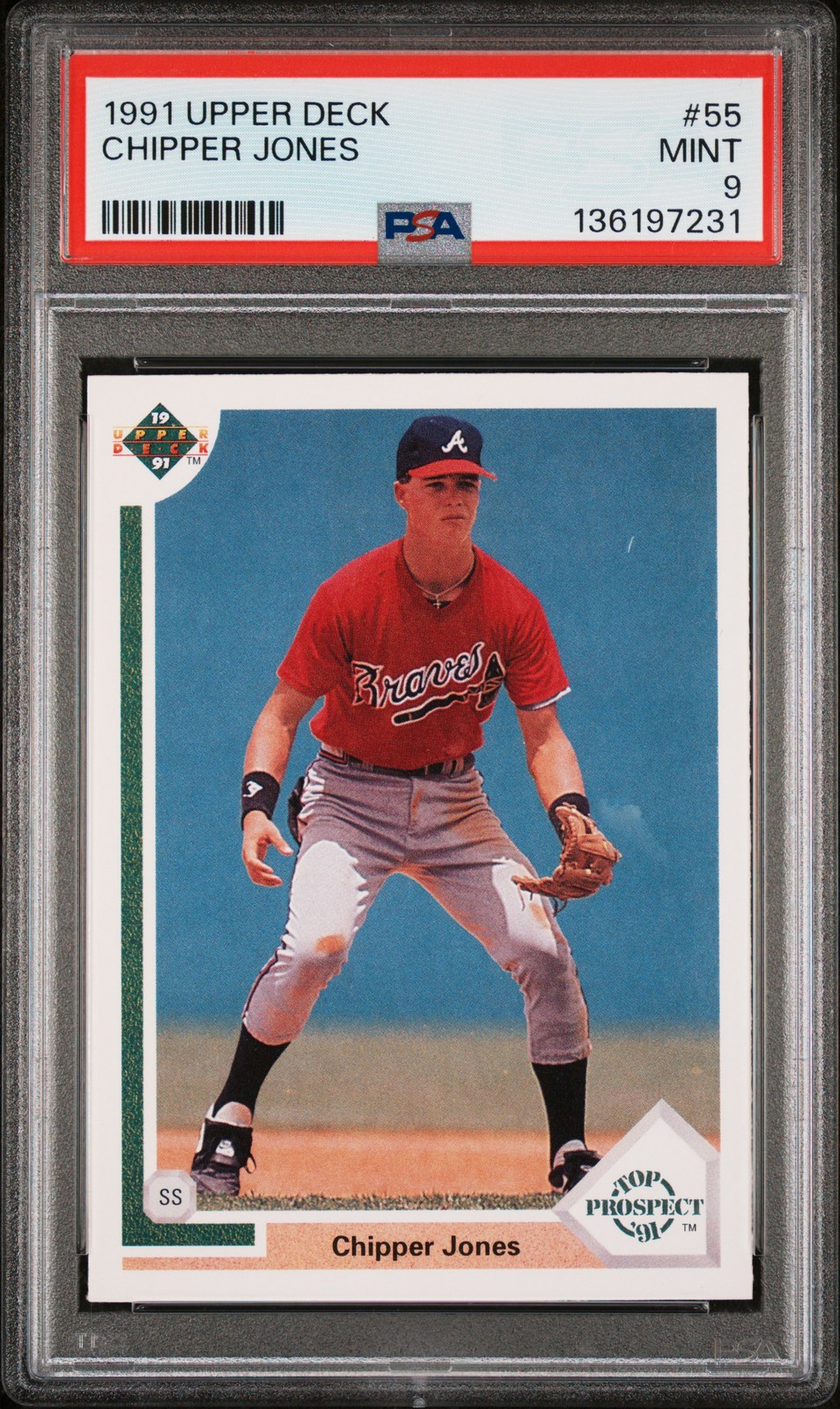 1991 UD #55 CHIPPER JONES ROOKIE RC PSA 9