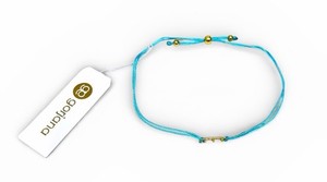 Authentic Gorjana Prism Alphabet Aqua String Bracelet Gold Plated Letter E