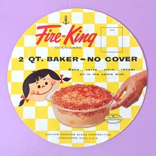 Fire King Ovenware vintage round label for 2 quart dish Anchor Hocking