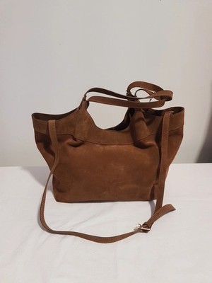 Divina Firenze Italian Brown Suede Leather Hobo Slouchy Purse W/Strap Made Italy