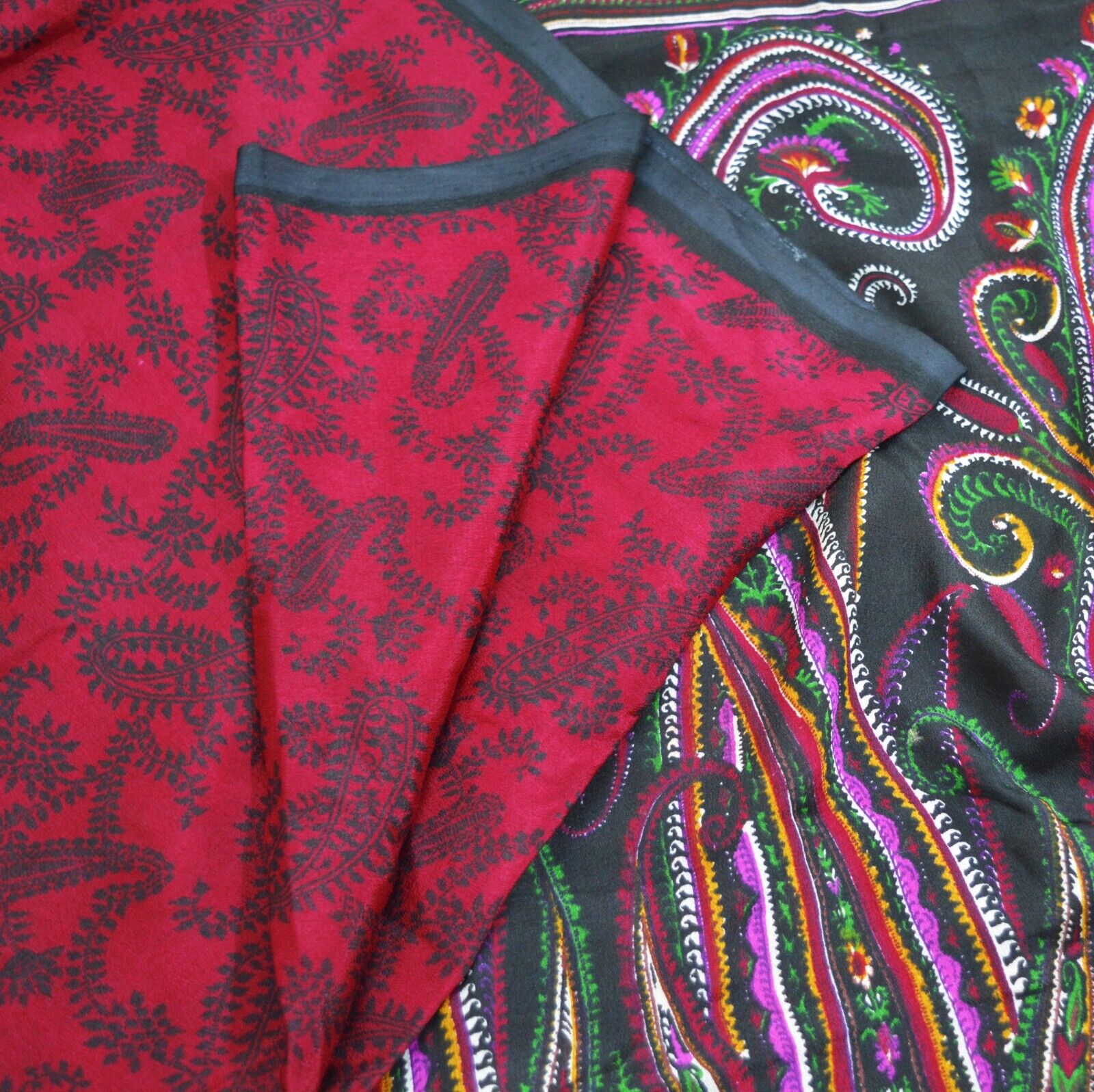 Vintage Red & Black Saree 100% Pure Silk Woven Pr… - image 10