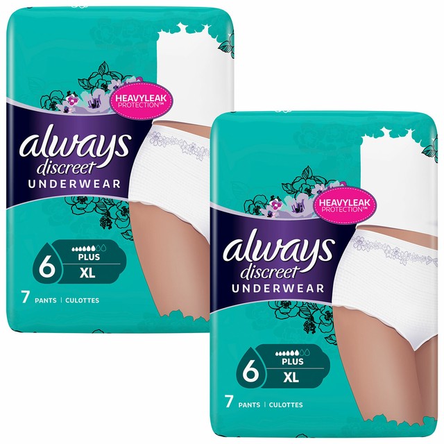 Always Discreet Underwear Heavyleak Protection Plus, XL, Pack of 7