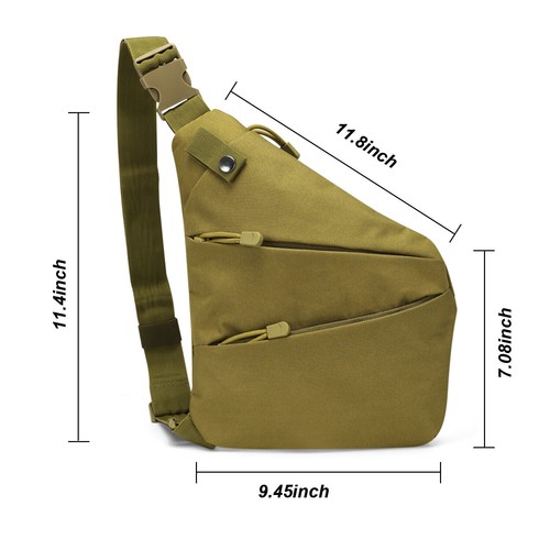 Borsa pistola tattica nascosta trasporto uomo spalla destra antifurto nylon petto bag - Foto 15 di 21