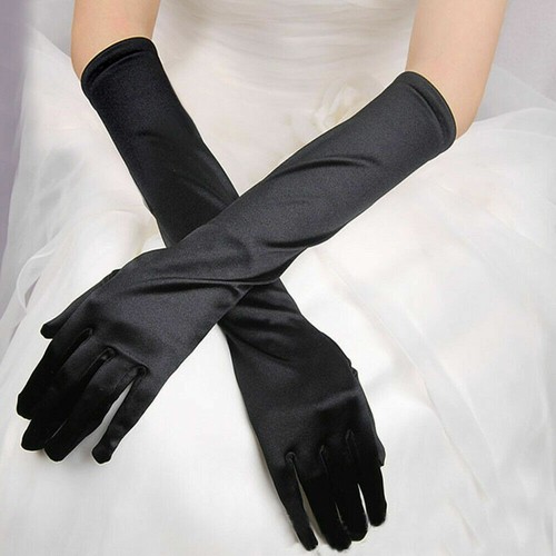 Women's Satin Long Gloves Opera Wedding Bridal Evening Party Prom Costume Glove. - Picture 4 of 11