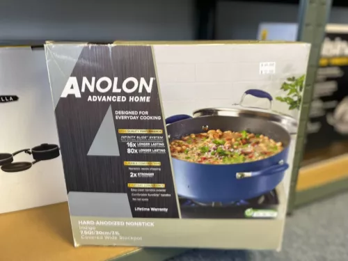 New Anolon Advanced Home Hard-Anodized 7.5 Qt Nonstick Wide Stockpot
