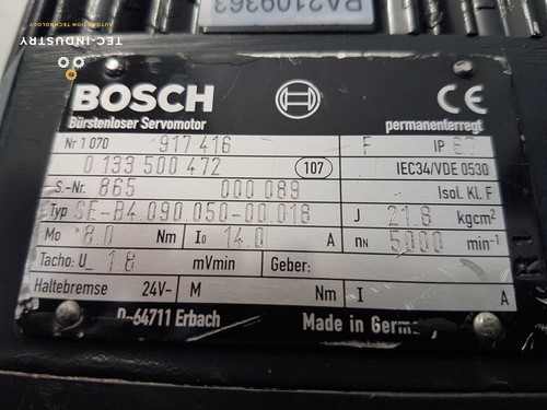 BOSCH SE-B4.090.050-00.018 | 1 133 500 472 | 5000 rpm | SERVOMOTOR + ENCODER GIRATORIO - Imagen 2 de 9