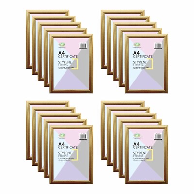 (20er Pack) Kunststoff A4 Format Bilderrahmen mit Ständer Goldrand Großhandel Bulk