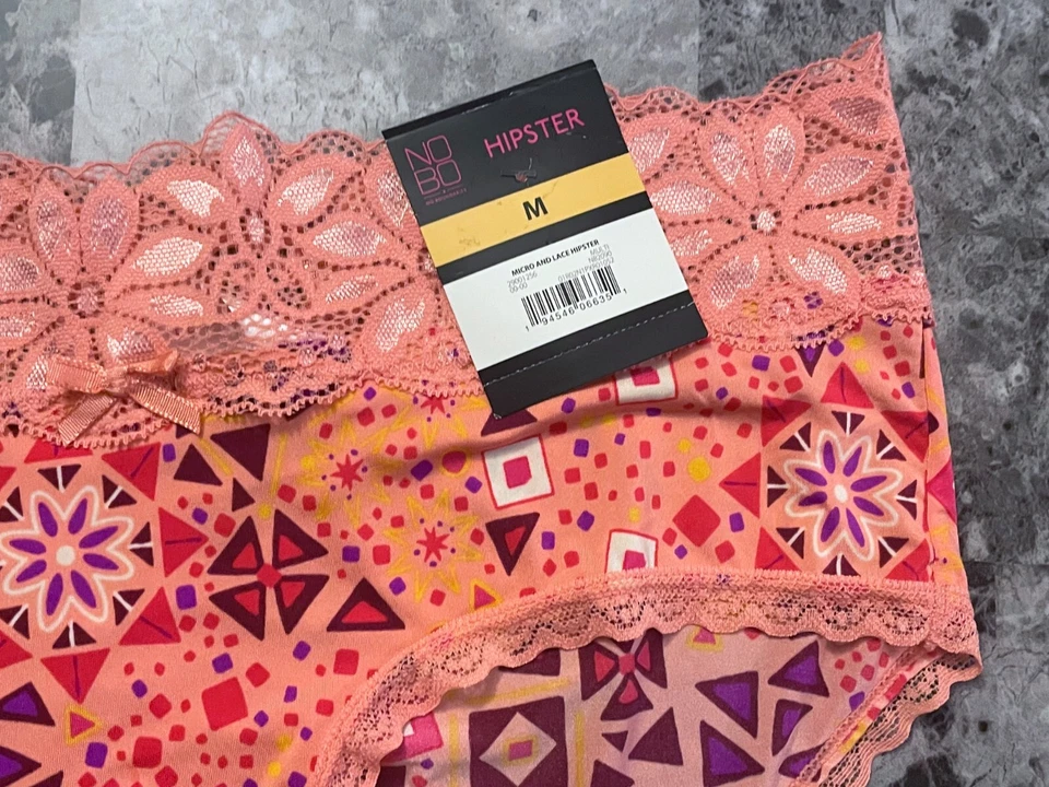 BRAGAS HIPSTER LISAS ENCAJE GEOMÉTRICO ROJO CORAL ROSA NOBO NO BORDER NUEVAS CON ETIQUETAS Foto 2 de 4