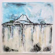 No.631 Original Abstract Modern Minimal  Landscape Painting By K.A.Davis