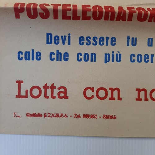 Manifiesto Federación Italiana De Correos Y Telégrafos C.G.I.L. - Picture 2 of 2