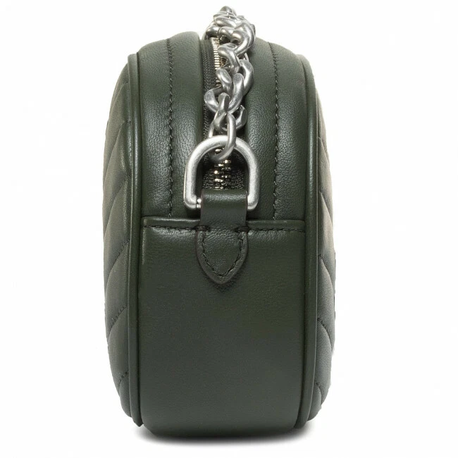 Borsa a tracolla Tory Burch Kira piccola in pelle Chevron per fotocamera ~nuova senza etichette~ Poblano