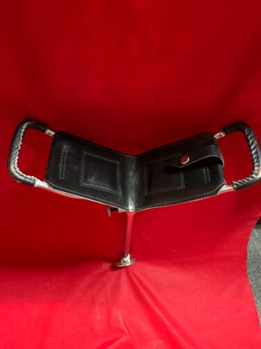 Walking Stick Leather spectator Seat Folding Stool Golf Fishing Hunting - Picture 4 of 6