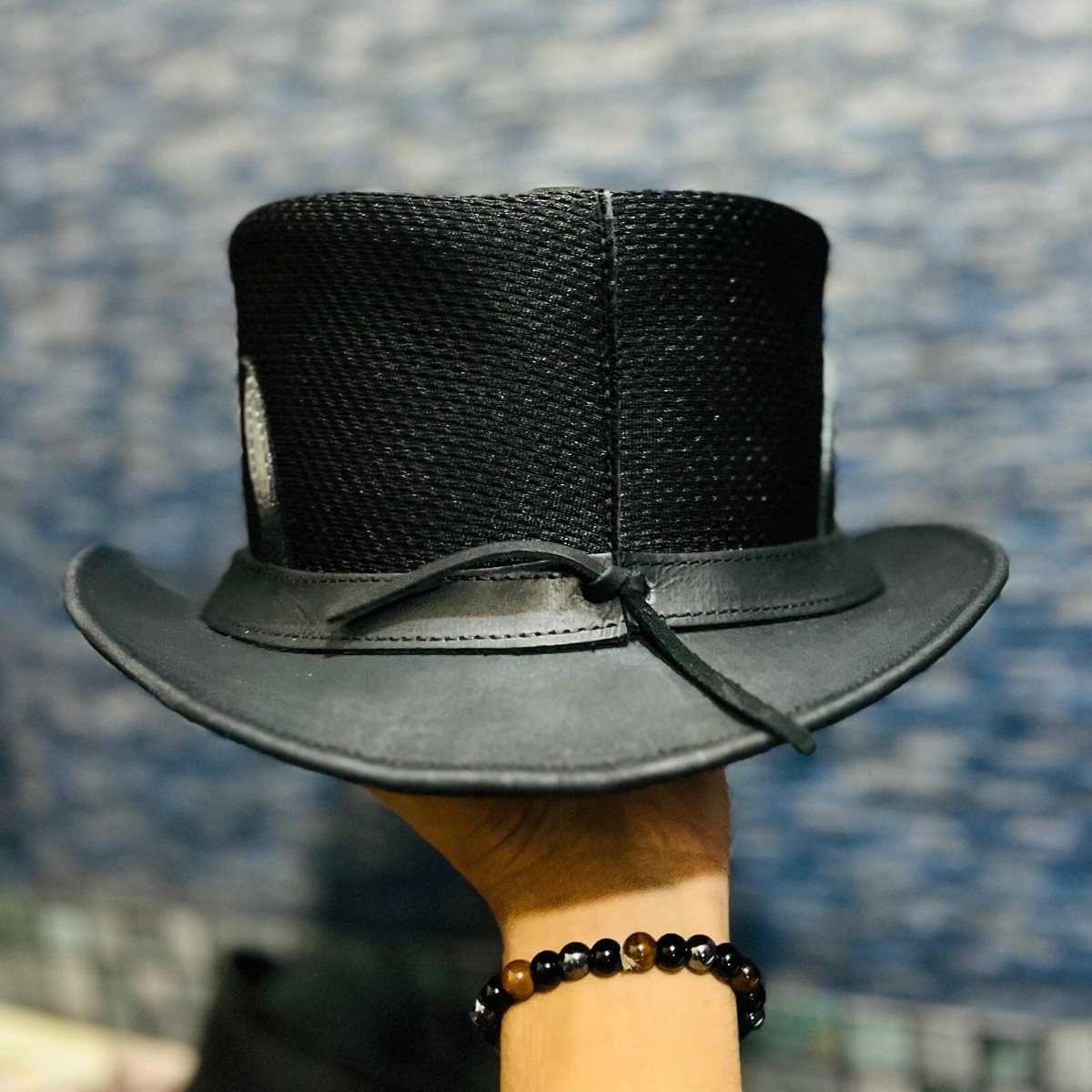 ELDORADO ハット 黒 El dorado leather Top Hat Flames Mesh Black Steampunk