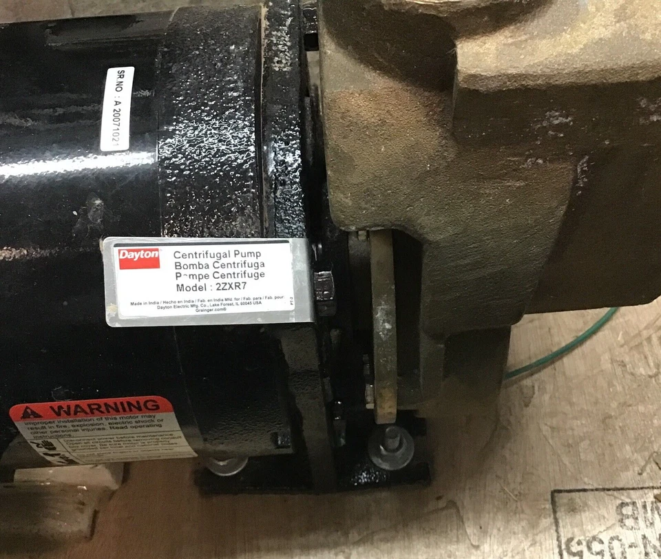 Dayton 2Zxr7 Self Priming Centrifugal Pump 2 Hp 208 To 230/460V Ac 3Phase (f1) - Image 3 of 4