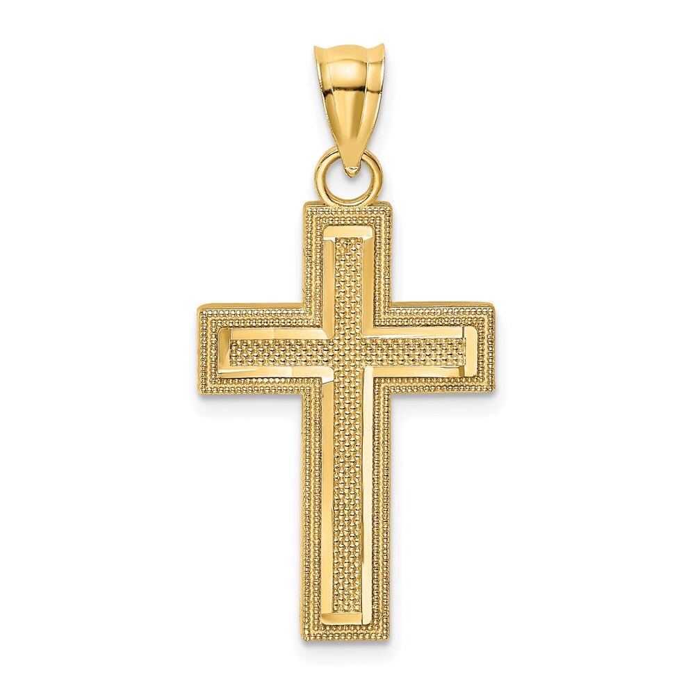 アクセサリー 14K gold chain & cross charm Fine Sparkling Cross Pendant With Pure 14K Yellow Gold Chain