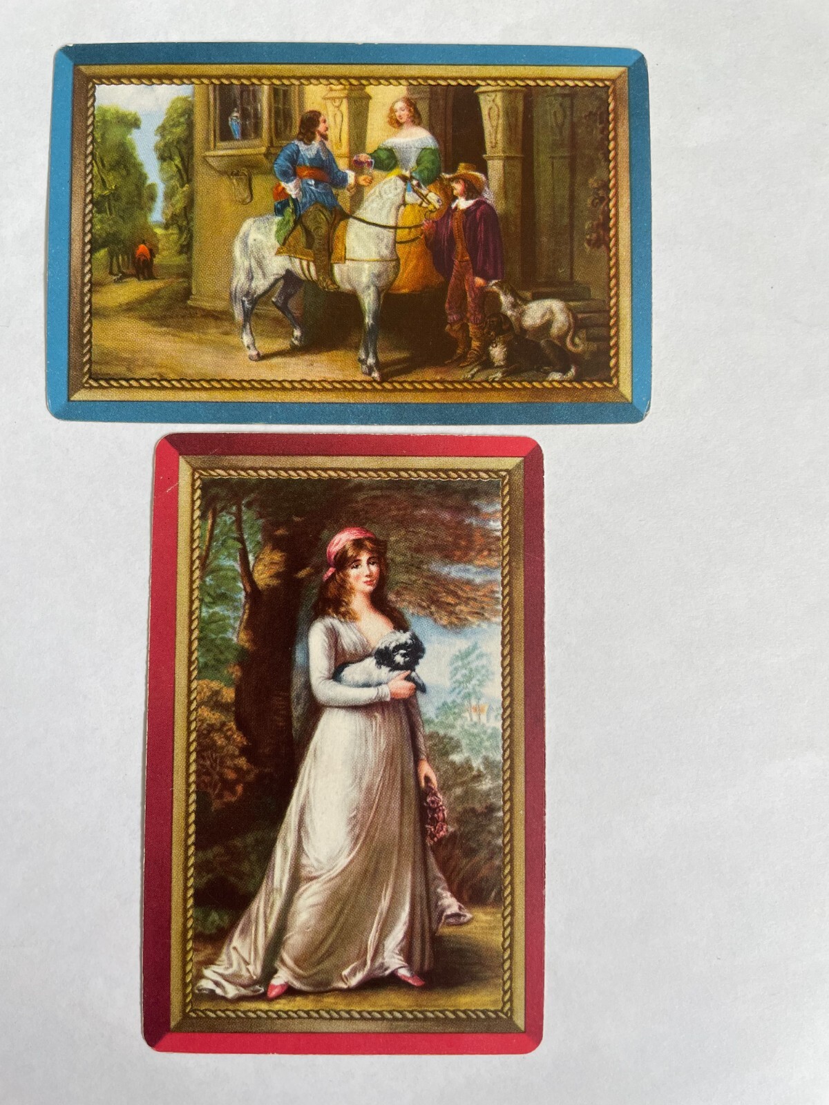 Renaissance Man Knight Horseback Horse Dog Lady Vintage Retro Artist Swap Cards
