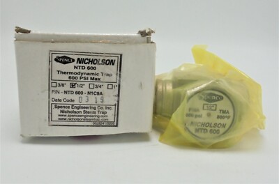NICHOLSON NTD600-N1C9A THERMODYNAMIC STEAM TRAP, 1/2'', 600 PSI