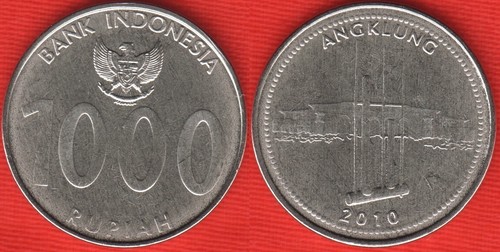 Indonesia 1000 rupiah 2010 "Angklung" UNC - 第 1/1 張圖片