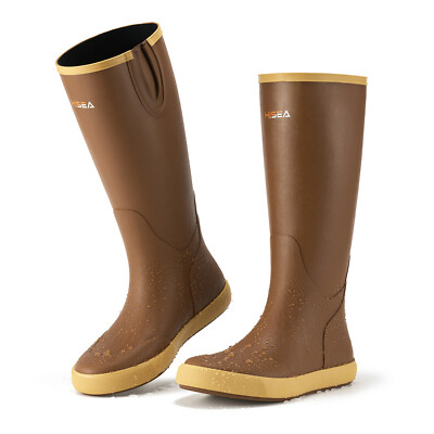 HISEA Men Deck Rain Boots Waterproof Non-Slip Rubber Fishing Mud Work Tall Boots