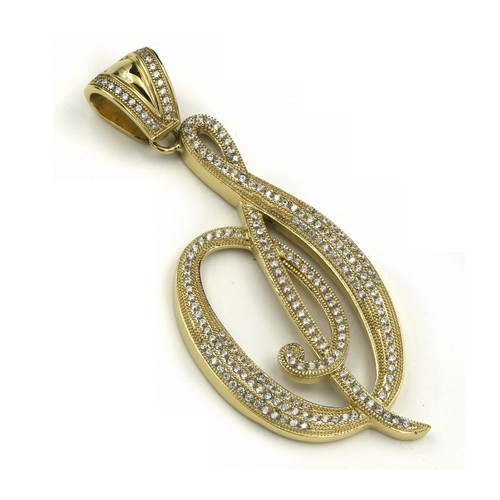 Stainless Steel 316 Pave Men's Initial Pendant - Picture 13 of 36