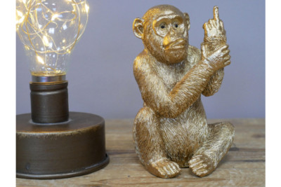 Up Yours Monkey Ornament Rude Cheeky Schimpanse Figur Resin lustig gold kompakt 12 cm
