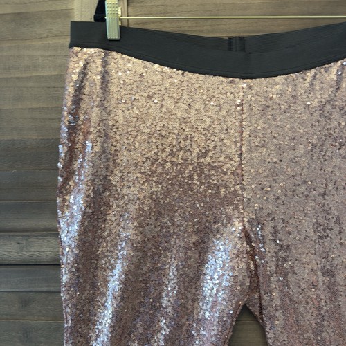 NWOT Runway Sparkly SEQUINED GOLD Party 70’s 80’s Stretchable Leggings Pants XL - Picture 4 of 8