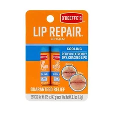 O'Keeffe's Cooling Relief Lip Repair Lip Balm for Dry, Cracked Lips, Stick, Twin