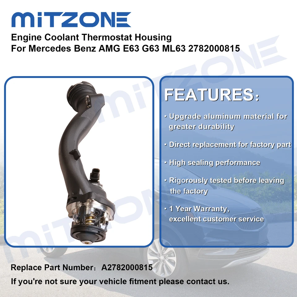 Carcasa termostato refrigerante motor Mitzone para Mercedes Benz AMG E63 G63 ML63 Foto 2 de 4