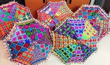 5 PC Wholesale Lot Indian Designer Patchwork Embroidered Umbrella Sun Parasol