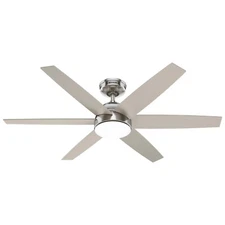 Hunter Fan 52 in Casual Brushed Nickel Ceiling Fan with Light and Remote Control