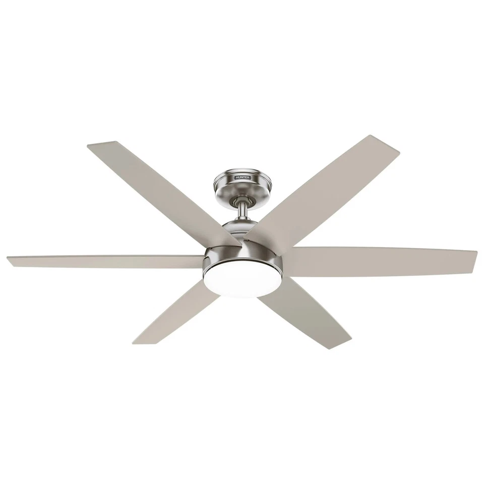 Hunter Fan 52 in Casual Brushed Nickel Ceiling Fan with Light and Remote Control
