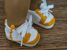 Footwear, Sneakers, Mid-Top, Flyer Design, White ~❤️ Golden Yellow, 18" Dolls