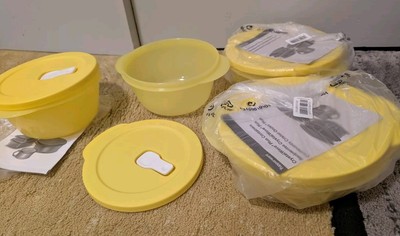 4 pc. Tupperware CrystalWave Microwave Containers 3 1/4 & 4 1/4 cup Yellow Bowls