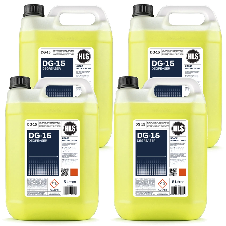 HLS SUPPLIES DG-15 Kitchen Degreaser - Fast Acting Cleaner & Degreaser 4 x 5L Pack (20L)