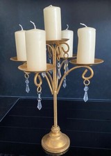 Dekorativer 5armiger Kerzenleuchter goldfarben, mit Tropfschalen, 40 cm h {#73}