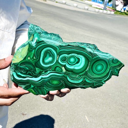 2.53LB Natural malachite slice quartz crystal luster mineral specimen - Picture 7 of 13