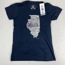 CHICAGO CUBS BLUE WOMEN'S MEDIUM T Shirt 100% Recycled Material MADE IN USA NWT