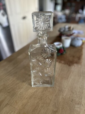 Vintage Four Roses Whiskey Bottle Clear Glass Decanter Star Burst ...