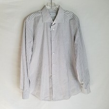 Robert Graham Mens Striped Button Front Long Sleeve Dress Shirt Size 42 16.5