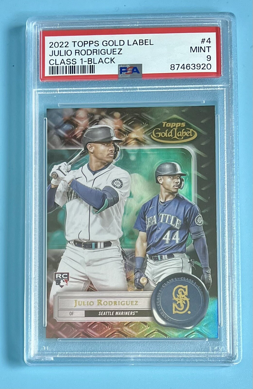 2022 Topps Gold Label Class 1 Black Rookie #4 Julio Rodriguez RC Mint PSA 9