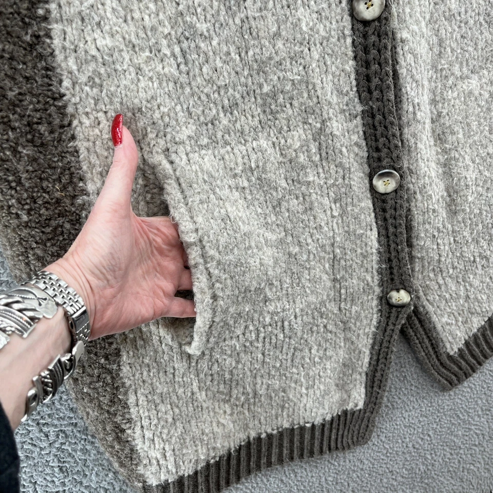 Свитер женский Sleeping On Snow OS бежевый коричневый расслабленный повседневный кокон кардиган - Изображение 2 из 4