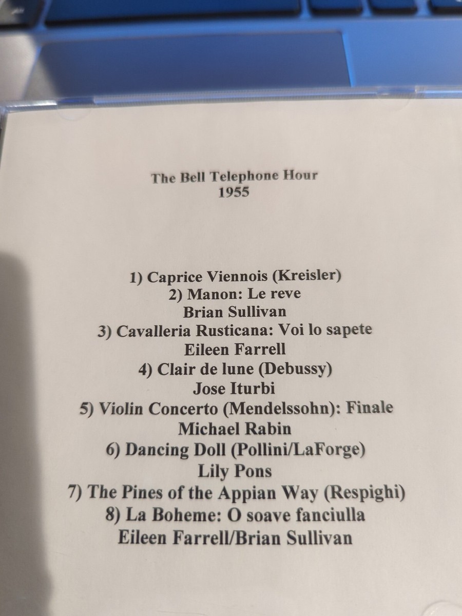 【中古】 Bell Telephone Hour Legendaryviolinists Live Performances Rare Live Opera Recording CD 82-Bell Telephone Hour 1955