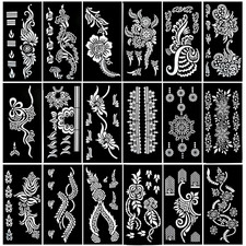 18-Sheet Henna Tattoo Stencils for Hands - Glitter Temporary Tattoo...