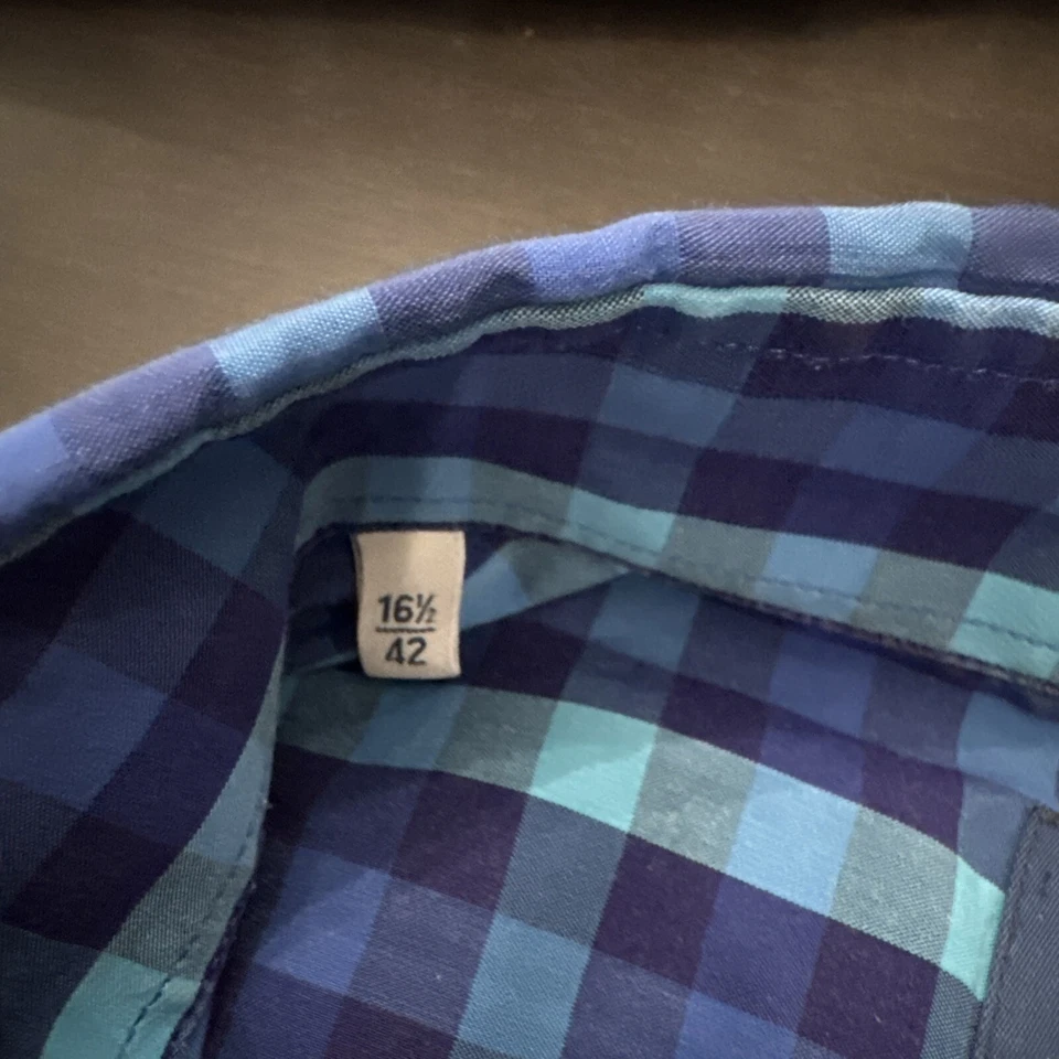 Mastai Ferretti Shirt Mens Custom 16.5-42 Blue Plaid Made In Italy - Image 3 of 4