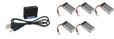 Hubsan X4 H107D 4 in 1 3.7v Charger USB Charge 380mAh LiPo Battery Qty 5 