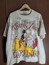 Vintage 101 Dalmations Cruella Shirt Mens Large XL White 90s Disney AOP Big Face