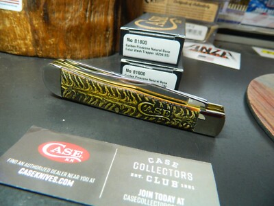 CASE & SONS CUTLERY4 1/8'' TRAPPER GOLDEN PINECONE NATURAL BONE  2- S.S. BLADES