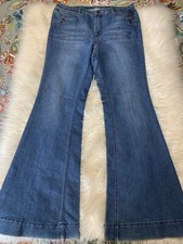 VTG 90  s Cache Women's Flare Leg Jeans Light Wash High Rise Size 12 Y2K